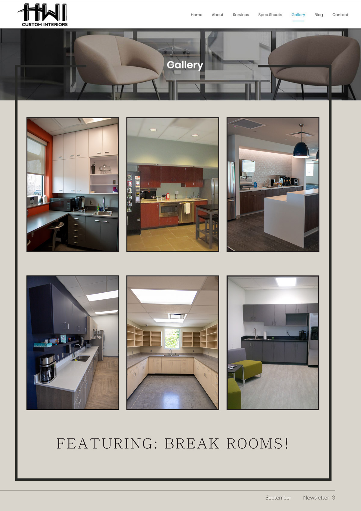 Page 3 - Gallery featuring a variety of modern break rooms.