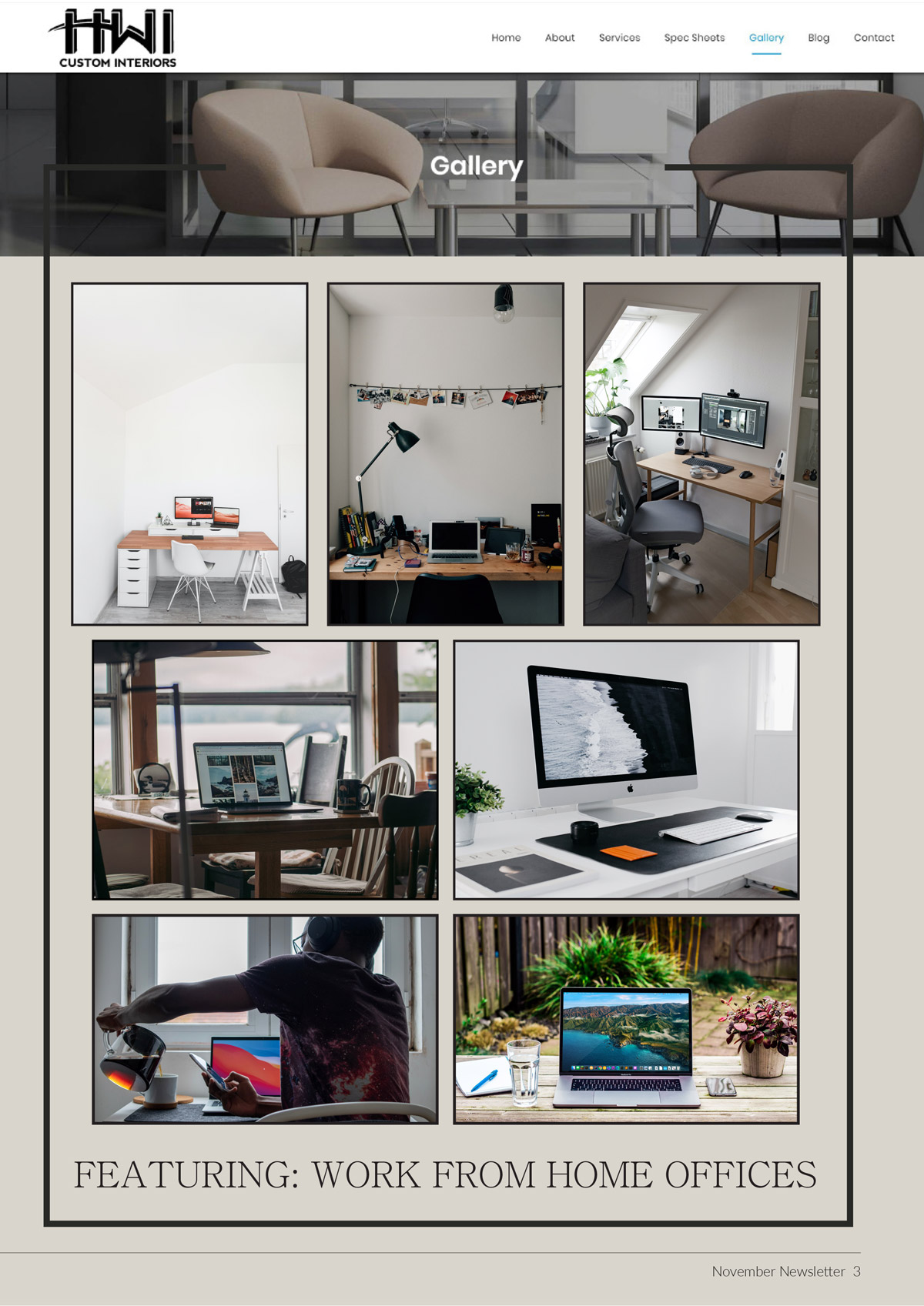 Gallery featuring work from home offices.